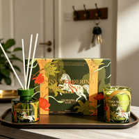 Coffret Cadeau Luxe Parfums d'Ambiance Bougie Parfumée Diffuseur à Bâtonnets Pot en Verre avec Boîte Cadeau Décorative pour Collections de Boutiques et Vente au Détail