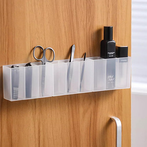Wall Mounted Lipstick Storage Rack Multi Compartment Cosmetic Organizer Open Top Desktop <b>Makeup</b> Holder No Drill Installation - Product Image 2
