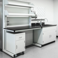 Meubles de laboratoire entièrement en acier au design moderne, dessus en résine phénolique, plans de travail pour salle informatique et laboratoire scientifique