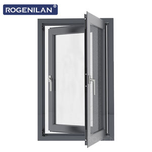 Fenêtre à battant en aluminium triple vitrage insonorisée avec moustiquaire, fournisseur chinois Rogenilan - Product Image 1