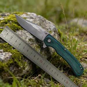 มีดพับเหล็กกล้าคาร์บอนสูง EDC สำหรับยุทธวิธี ด้ามไม้ สำหรับตั้งแคมป์ กิจกรรมกลางแจ้ง เอาตัวรอด มีดพกพา OEM พร้อมคลิปหนีบเข็มขัด - Product Image 2