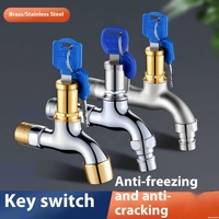 Robinet Bibcock antivol au design moderne Serrure à clé polie pour interrupteur d'eau extérieur pour machines à laver domestiques