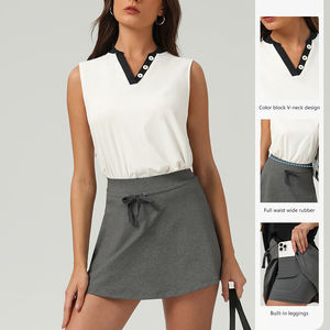 Nouveau été Fitness costume décontracté sans manches gilet haut avec col en v respirant Yoga lâche T-Shirt couleur correspondant <span class=keywords><strong>Joker</strong></span> Fitness <span class=keywords><strong>tenue</strong></span> - Product Image 6