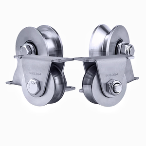 <span class=keywords><strong>Heavy</strong></span> <span class=keywords><strong>Duty</strong></span> 2 Polegada de Aço Inoxidável Em Forma de H Rígida Porta Deslizante Rodízio Pneumático U Groove Roda com Montagem De Placa Fixa - Product Image 2