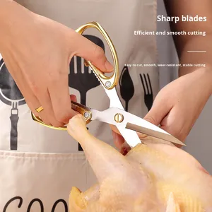 Nhà Máy Trực Tiếp Nhiệm Vụ Nặng Nề Kẽm Hợp Kim Thép Không Gỉ Nhà Bếp Xương Gà Kéo <span class=keywords><strong>3</strong></span> Lưỡi 7.5 Inch Vàng Bạc Kks25011 Mô Hình - Product Image 3