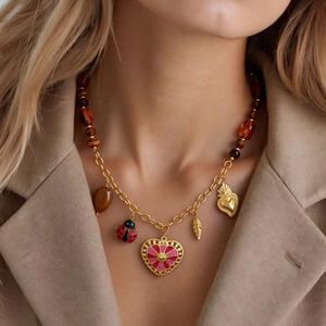 Collar de Acero Inoxidable con Colgante de Corazón, Estilo Otoño Invierno, Joyería para Mujer, Cadena de Moda INS - Product Image 1