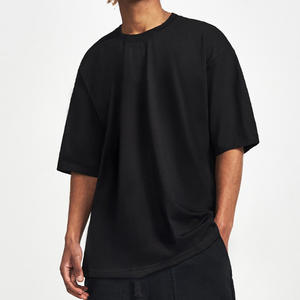 T-shirt Homme Oversize Noir en Coton de Luxe, Coupe Boxy, Épaules Tombantes, Grammage Lourd, Style Streetwear, Fabricant - Product Image 4