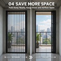 Porte moustiquaire pliante en alliage d'aluminium pour balcon, patio, villa, hôtel