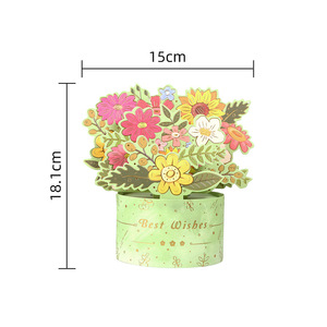 4 couleur Fleurs Bouquet Merci Carte Pop Up Carte D'<span class=keywords><strong>anniversaire</strong></span> 3D Main Cartes De Voeux pour les Femmes Mère Maman <span class=keywords><strong>Femme</strong></span> Dropship - Product Image 5