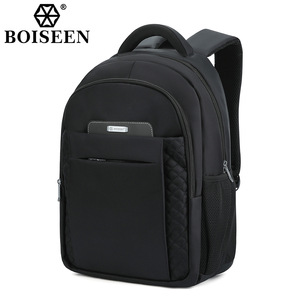 Boiseen Men's <b>Backpack</b> 20L <b>Large</b> Capacity Business Travel Bag Solid Color Black Soft Handle Interior Zipper Pocket - Product Image 5