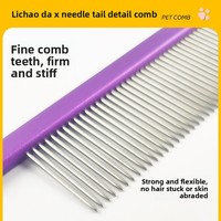Peigne démêlant en aluminium Lichao Da pour chiens, à pointe fine, pour toilettage des animaux à poils longs (Yorkshire Terriers), efficace pour éliminer les poils lâches