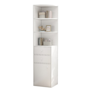 Armoire de rangement d'angle à 3 niveaux avec tiroir, armoire de salon blanche - Product Image 5