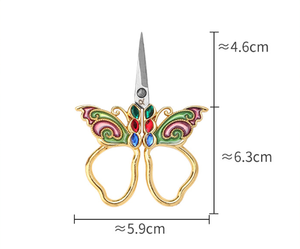 Di lusso nuovo stile a <span class=keywords><strong>punto</strong></span> <span class=keywords><strong>croce</strong></span> ricamato in lega di acciaio inossidabile forbici da cucire dipinte a farfalla giocattolo per uso domestico - Product Image 2