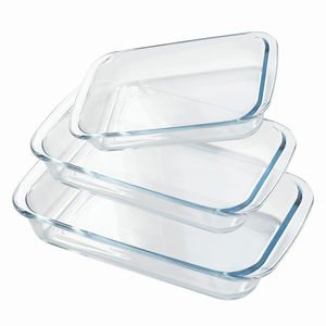 Plat de cuisson en verre transparent pour <span class=keywords><strong>four</strong></span> plat de casserole oblong plat de cuisson rectangulaire ustensiles de cuisson en verre plat de cuisson - Product Image 2