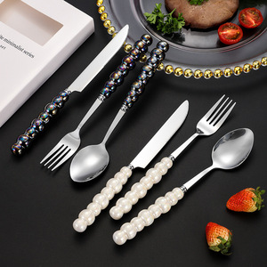 Ceramics Stainless Steel Cutlery Set 3 Pcs Ceramic Pearl Handle <b>Knife</b> Fork Spoon Western Style Dinnerware Gift Box - Product Image 2