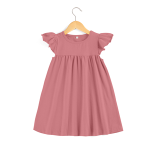 2023 NO MOQ Kids Girls abiti all'ingrosso Little Baby Blank Cotton Dress abbigliamento da ragazza - Product Image 5