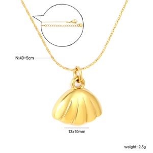 Collar de Acero Inoxidable Chapado en Oro PVD de 18K de Moda, Cadena Gruesa con Colgante de Corazón de Concha Simple para Mujer - Product Image 5