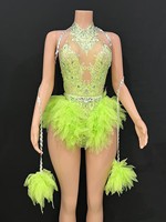Miami Carnaval Bikini Custom Carnival Monday Wear Rhinestone Crystal Monokini Tulle Halter Caribbean Jouvert Festival Zwemkleding