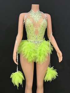 Bikini Personalizado para el Carnaval de <span class=keywords><strong>Miami</strong></span>, Monokini con Pedrería y Cristales, Halter de Tul, Traje de Baño para el Festival Caribeño Jouvert - Product Image 3