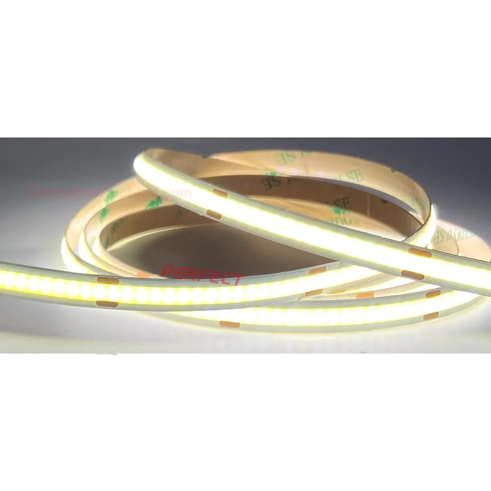 Kepadatan Tinggi Gratis Dot FCOB Led Strip 24V 320led Fleksibel COB Led Strip Cahaya