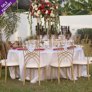 Silla de Boda Redonda de Lujo Duradera al por Mayor, Silla de Hierro Metálica Dorada para Eventos y Bodas al Aire Libre - Product Image 5