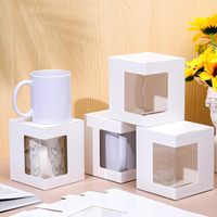 Boîte cadeau en carton pour tasses à café, emballage transparent pour verres à vin, pour sublimation, pour articles vierges 11oz 12oz 15oz, pour l'expédition et l'emballage