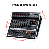 Console de mixage DJ 8 canaux PMX-802B avec 256 DSP, audio professionnel pour usage en église, construction en plastique