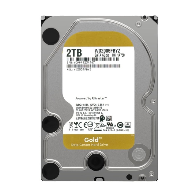 New HDD 2TB Gold Enterprise Class Computer Hard Drive 128 MB Cache 3.5" Internal Bare or OEM Drives WD2005FBYZ
