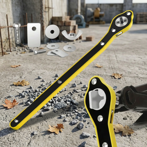 Chiave a cricchetto gialla in lega di alluminio per ruote, con impugnatura, metrica, kit di emergenza per auto, moto, SUV - Product Image 6