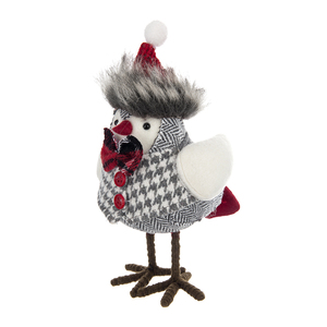 Figura de pájaro de tela con lazo a cuadros y sombrero rojo, 3,9x4,3x6,3 pulgadas, decoración navideña, juguete, paquete de 2 - Product Image 3