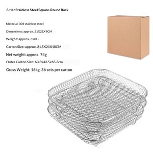 Support de cuisson empilable carré multicouche polyvalent en acier inoxydable pour friteuse à air, <span class=keywords><strong>d</strong></span>éshydrateur, four, cuisson au four, rôtissage et grillades - Product Image 6