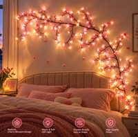 Guirlandes lumineuses LED flexibles en forme de vigne, télécommandées, style INS, pour intérieur/extérieur, Noël, Saint-Valentin, mariage, fête, lampe féerique