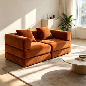 Apartman Kanepe Yatak 2 Kişilik Küçük Krem Rengi Kanepe Yatak Odası Katlanabilir Yüksek Yoğunluklu Sünger Oturma Odası Sıkıştırılmış Kanepe - Product Image 3