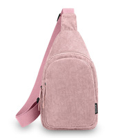 Sac de poitrine tendance coréen pour femme, sac bandoulière décontracté léger et minimaliste en velours côtelé, sac à bandoulière polyvalent pour étudiante