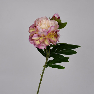 <span class=keywords><strong>Tallo</strong></span> de peonía francesa falsa decorativa al por mayor 2 cabezas flores artificiales de seda de peonía rosa - Product Image 4