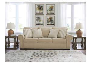 Design traditionnel nordique 3 places cadre en bois <span class=keywords><strong>Beige</strong></span> <span class=keywords><strong>lin</strong></span> tissu canapé bras roulé coussin doux pour hôtels - Product Image 6
