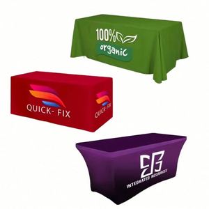 Nappe de table sportive blanche en polyester imperméable et infroissable, imprimée par sérigraphie, pour événements promotionnels en gros - Product Image 2