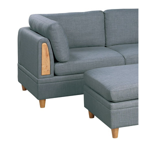 ดอร์ริสเบาะผ้าโซฟา1ชิ้นขาไม้สีเหล็กพร้อมขาไม้สำหรับเฟอร์นิเจอร์ห้องนั่งเล่นในบ้านร่วมสมัย - Product Image 6