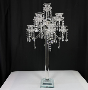 Candelabro da Matrimonio in <span class=keywords><strong>Cristallo</strong></span> a 9 Bracci, Altezza 110 cm, <span class=keywords><strong>Centrotavola</strong></span> per Matrimoni con Cilindro in Vetro MH-TZ0721 - Product Image 3