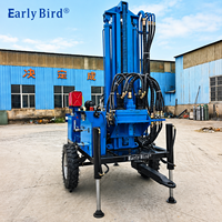 Plateforme de forage de puits d'eau sur roues, machine de forage portable pour puits d'eau jusqu'à 300 m de profondeur