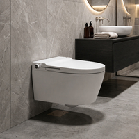 WC mural intelligent autonettoyant allongé avec chasse d'eau cyclonique, siège chauffant et design moderne