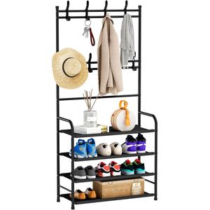 5-Tier Metal Shoe Rack <b>Hat</b> Rack Detachable for Entryway Living Room Home Storage-Free <b>Standing</b> Shoe Organizer Dustproof Cover - Product Image 1