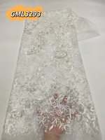 Tissu en dentelle à paillettes de luxe de haute qualité, broderie de paillettes de luxe, tissu en dentelle à perles pour robe de soirée, robe de fête, robe de mariée