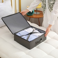 Lot de 4 organiseurs de draps pliables avec étiquettes transparentes, en tissu Oxford, capacité supérieure à 35 L et faciles à nettoyer, boîtes de rangement pour placard