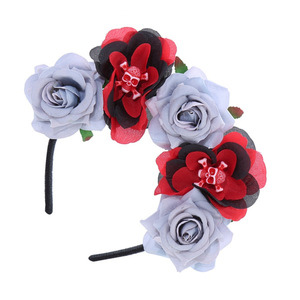 Diadema HLC para Fiesta del Día <span class=keywords><strong>de</strong></span> <span class=keywords><strong>Muertos</strong></span> Mexicano, Accesorios para el Cabello con Calaveras y Rosas para Halloween, Corona para Fiestas y Festivales - Product Image 6