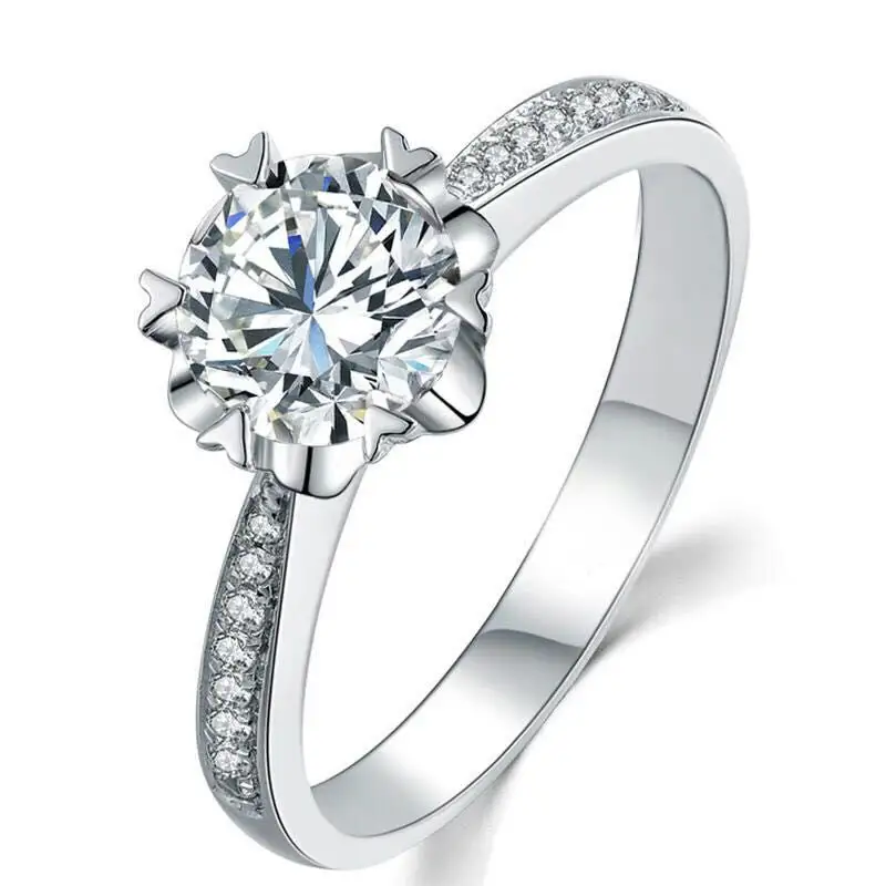 Grosir mode 2023 cincin berlian paving perak cincin batu mengkilap berbeda untuk pertunangan wanita