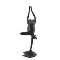 Statuette de grenouille en fonte faite à la main, finition noire, statue d'animal, décoration de jardin, pelouse, intérieur, décoration de luxe pour la maison, antique