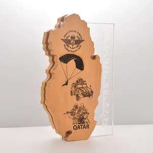 Low Price Trofeo De Cristal Customized Size Wholesale Factory Price Crystal Wood Trophy Award