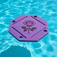 Table de Mahjong flottante pliable haut de gamme résistante aux UV avec plateau flottant en mousse pour piscine et porte-gobelets intégrés