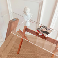 Table en verre pour maison de poupée 1:6, table à manger, modèle de bureau, meubles en bois décoratifs pour maison de poupée